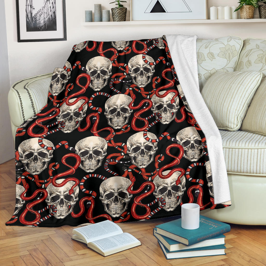 Red Snake Skull Pattern Premium Blanket