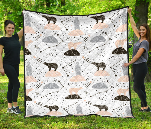 Polar Bears Star Poka Dot Pattern Premium Quilt