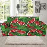 Watermelons Tropical Palm Leaves Pattern Background Sofa Slipcover
