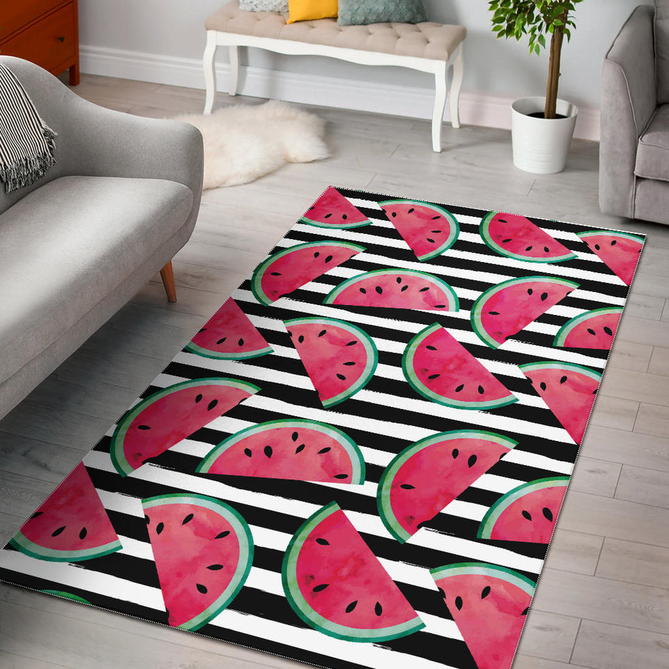 Watercolor Paint Textured Watermelon Pieces Area Rug