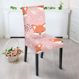Cute Fox Pattern Pink Background Dining Chair Slipcover