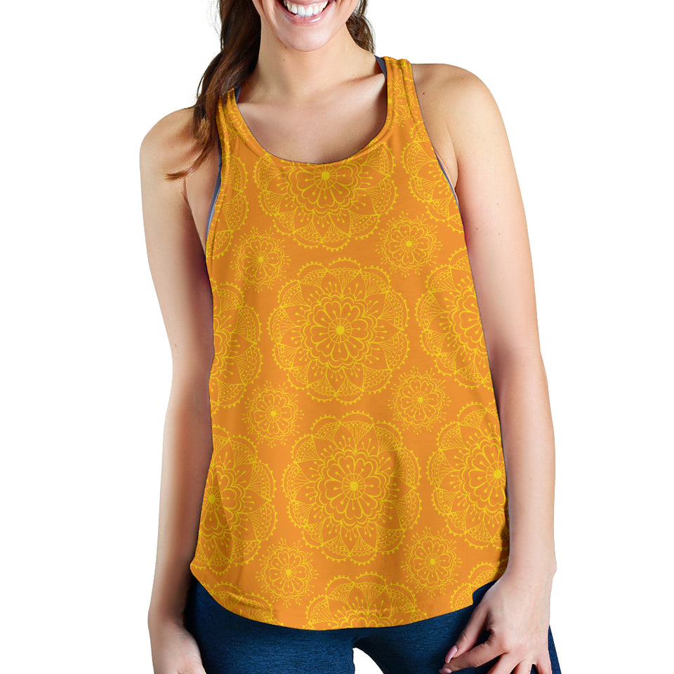 Orange traditional indian element pattern Women Racerback Tank Top