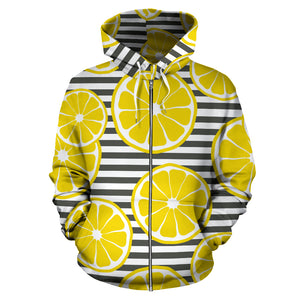 Slice Of Lemon Design Pattern Zip Up Hoodie