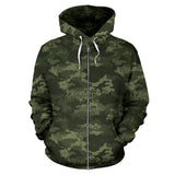Digital Green Camouflage Pattern Zip Up Hoodie