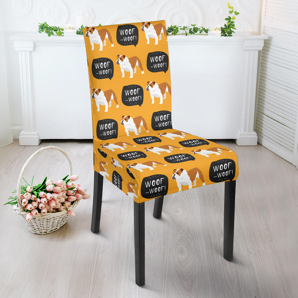 English Bulldog Pattern Print Design 04 Dining Chair Slipcover