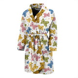 Teddy Bear Pattern Print Design 01 Men's Bathrobe