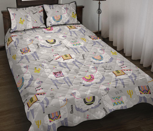 Cute Llama Alpaca pattern Quilt Bed Set
