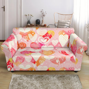 Hand Drawn Heart Design Pattern Loveseat Couch Slipcover