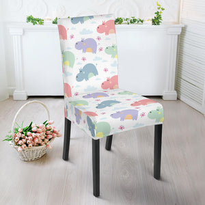 Hippopotamus Pattern Print Design 03 Dining Chair Slipcover