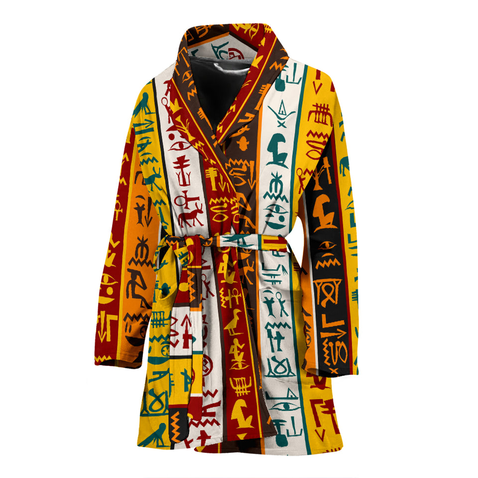 Egypt Hieroglyphics Pattern Print Design 01 Women's Bathrobe