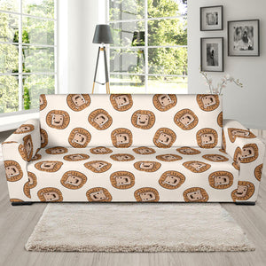 Lion Pattern Print Design 01 Sofa Slipcover