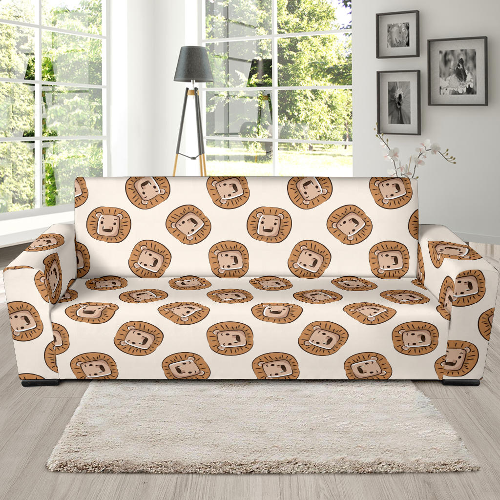 Lion Pattern Print Design 01 Sofa Slipcover