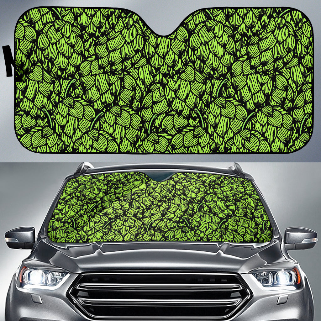 Green Hop Pattern Car Sun Shade