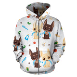 Cute Chihuahua Dog Pattern Zip Up Hoodie