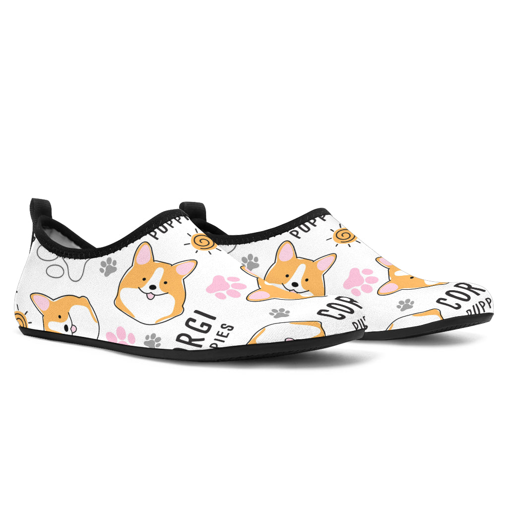 Corgi Dog Pattern Aqua Shoes