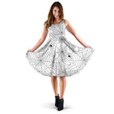 Spider Web Cobweb Pattern White Background Sleeveless Midi Dress