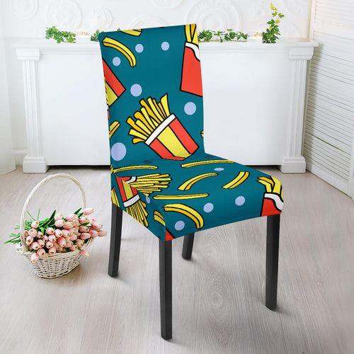 French Fries Red Paper Box Pattern Dining Chair Slipcover