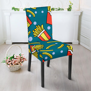 French Fries Red Paper Box Pattern Dining Chair Slipcover