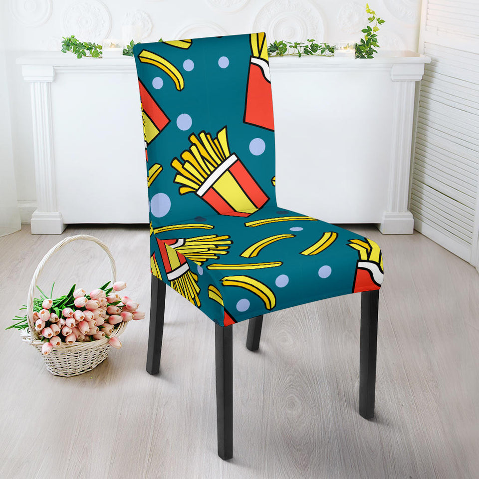 French Fries Red Paper Box Pattern Dining Chair Slipcover