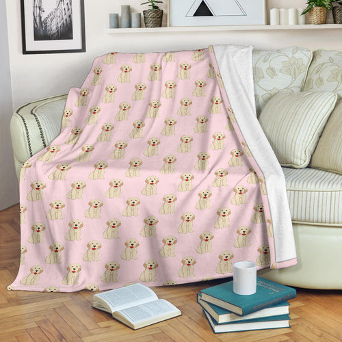 Golden Retriever Pattern Print Design 02 Premium Blanket