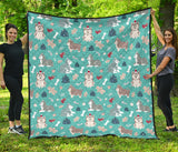 Christmas Cute Siberian Husky Puppie Pattern Premium Quilt