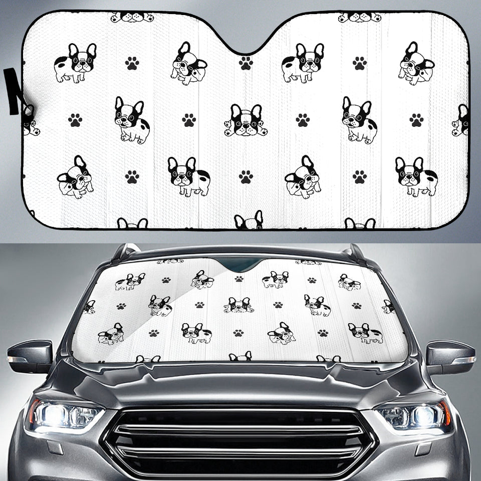 Cute French Bulldog Paw Pattern Car Sun Shade