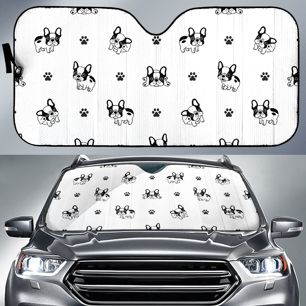 Cute French Bulldog Paw Pattern Car Sun Shade