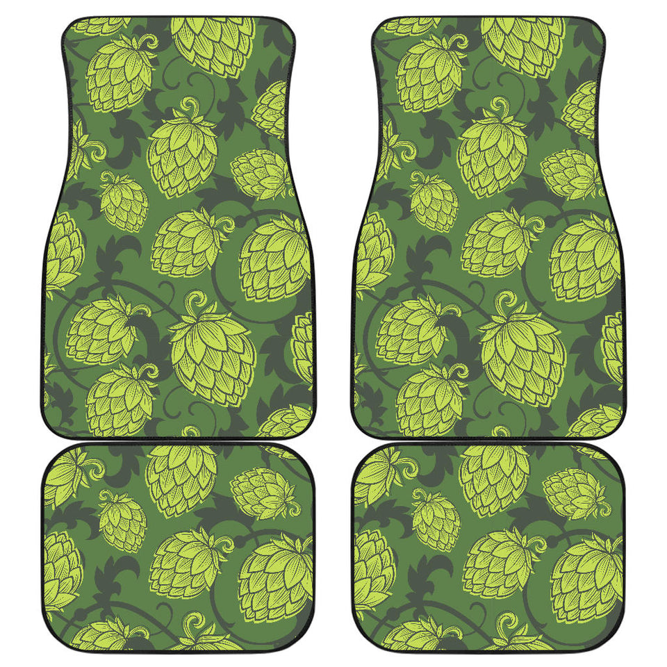 Hop Pattern Hop Cone Background Front And Back Car Mats