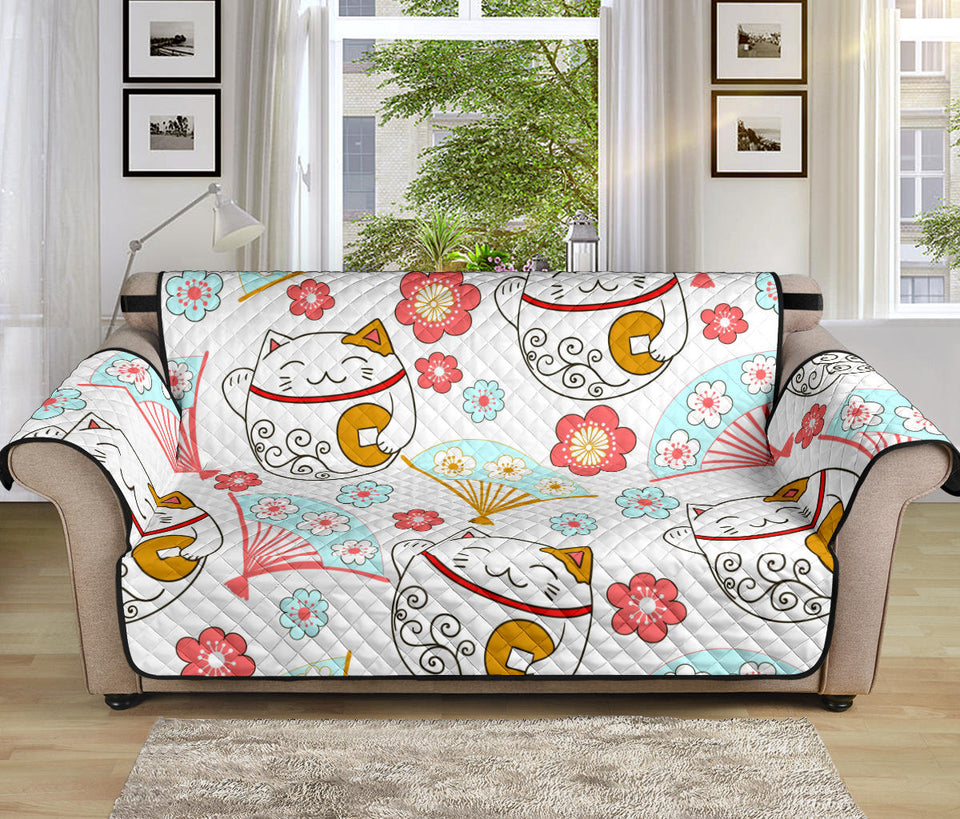 Maneki Neko Lucky Cat fan sakura Sofa Cover Protector