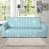 Snowflake Pattern Blue Stripe Background Sofa Slipcover