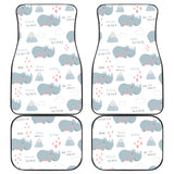 Cute Rhino Heart Pattern Front And Back Car Mats