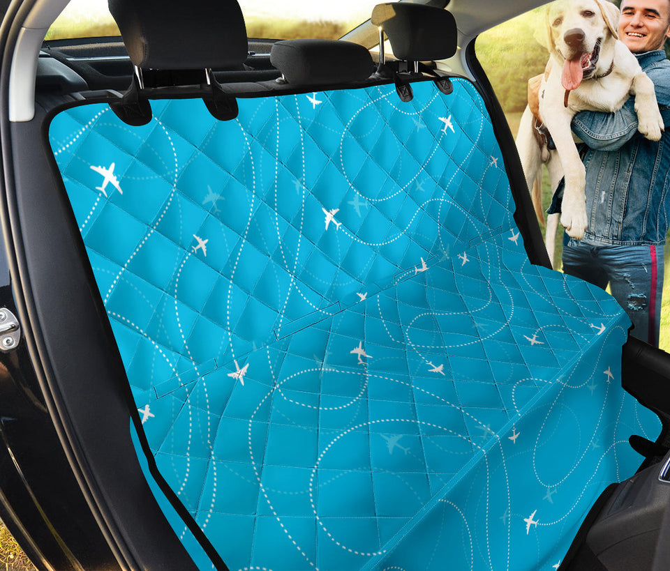 Airplane Destinations Blue Background Dog Car Seat Covers