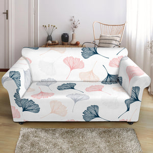 Black Gray Cream Coral Ginkgo Leaves Pattern Loveseat Couch Slipcover