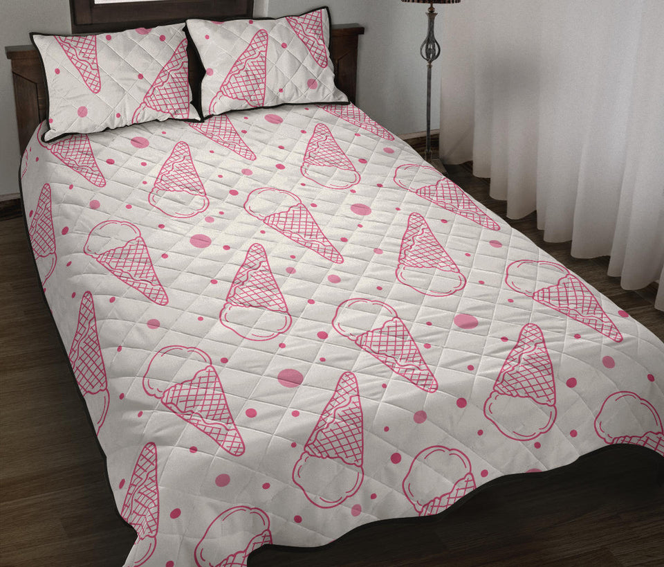 Hand drawn ice cream pattern Quilt Bed Set
