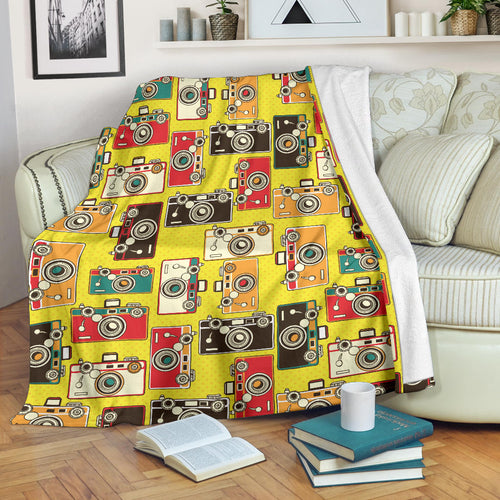 Camera Pattern Print Design 02 Premium Blanket