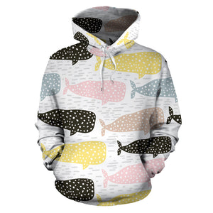 Whale Dot Pattern Men Women Pullover Hoodie