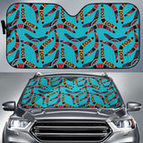 Boomerang Australian Aboriginal Ornament Blue Background Car Sun Shade