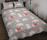 Cute polar bear christmas snow pattern Quilt Bed Set