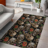 Skull Rose Humming Bird Flower Pattern Area Rug