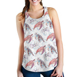 Watercolor sea turtle jellyfish pattern Women Racerback Tank Top