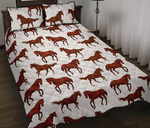 Horses running pattern background Quilt Bed Set