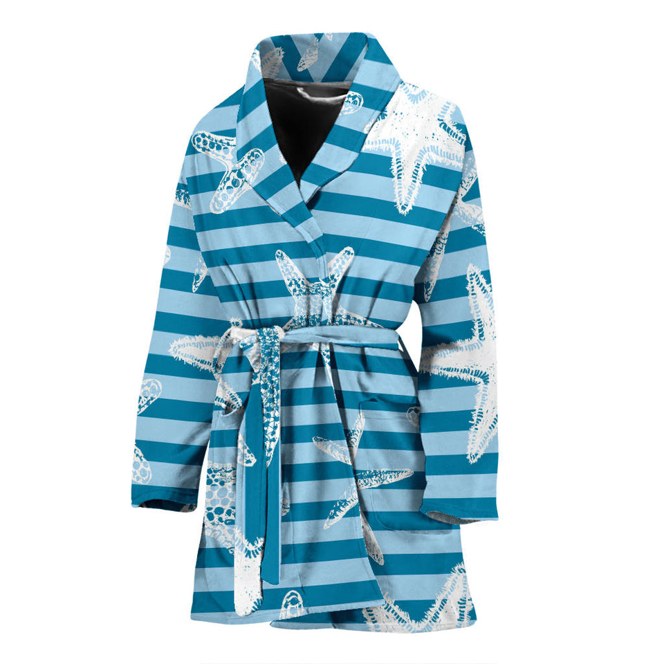 Starfish Blue Blackground Women'S Bathrobe