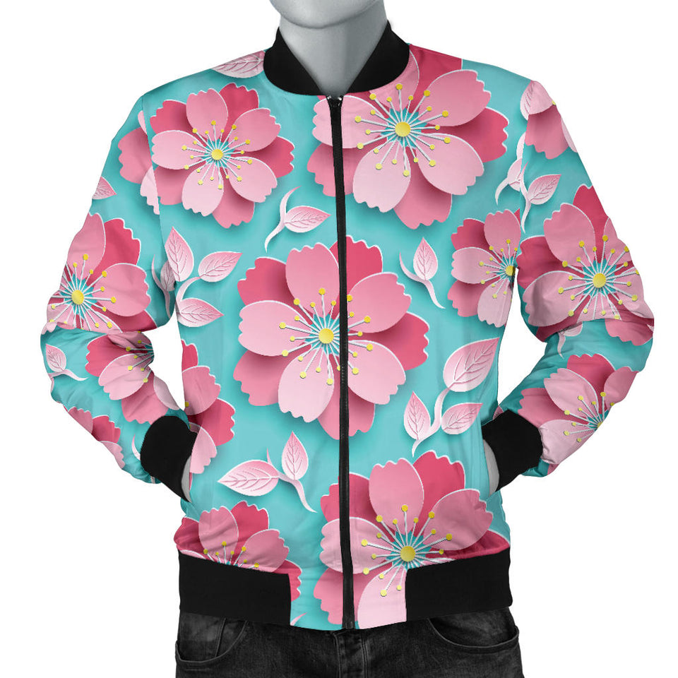 3D Sakura Cherry Blossom Pattern Men'S Bomber Jacket