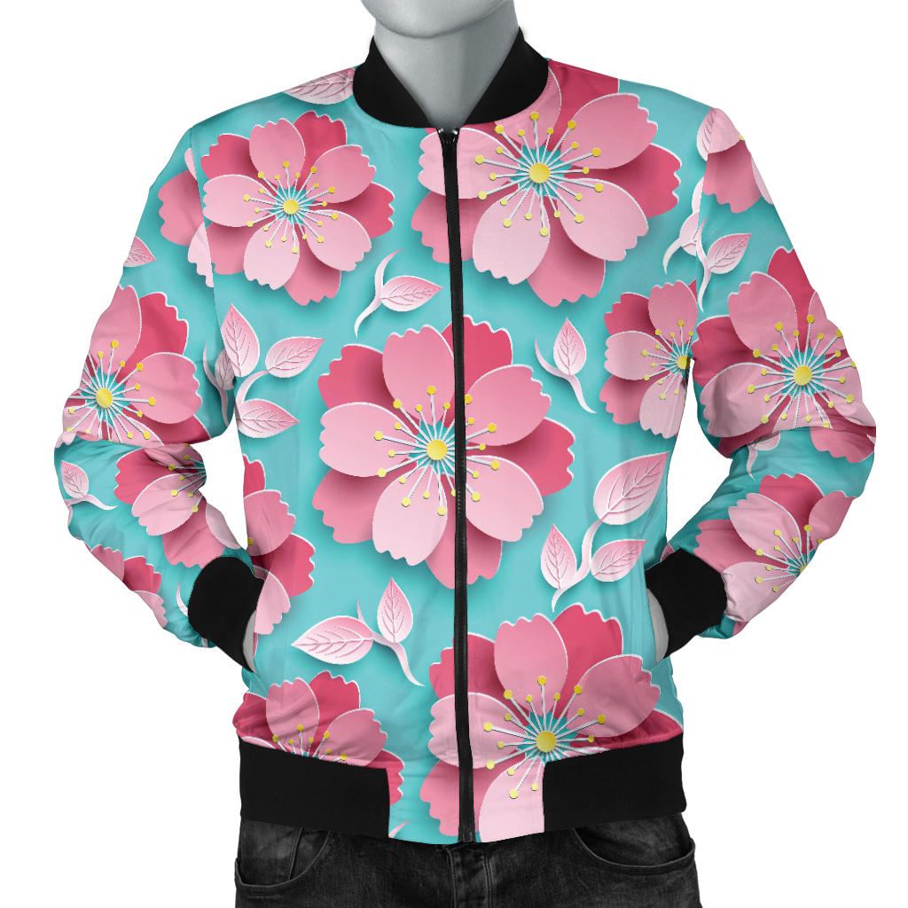 3D Sakura Cherry Blossom Pattern Men'S Bomber Jacket