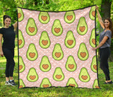 Avocado Heart Pink Background Premium Quilt
