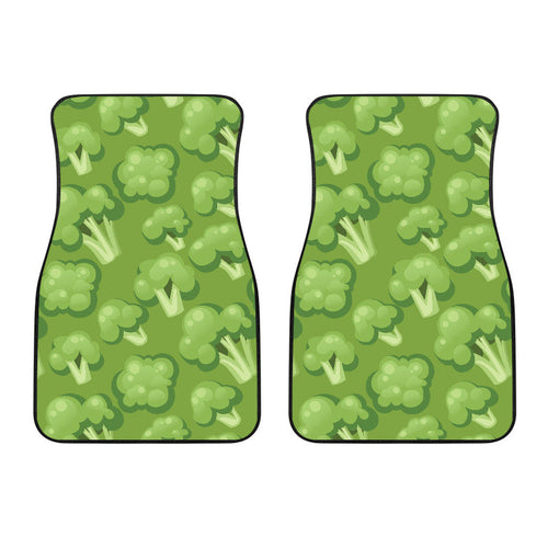 Broccoli Pattern Green Background  Front Car Mats