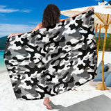 Black White Camo Camouflage Pattern Sarong