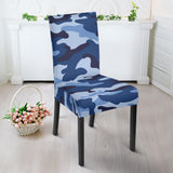 Blue Camo Camouflage Pattern Dining Chair Slipcover