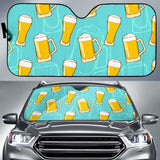 Beer Pattern Green Background Car Sun Shade