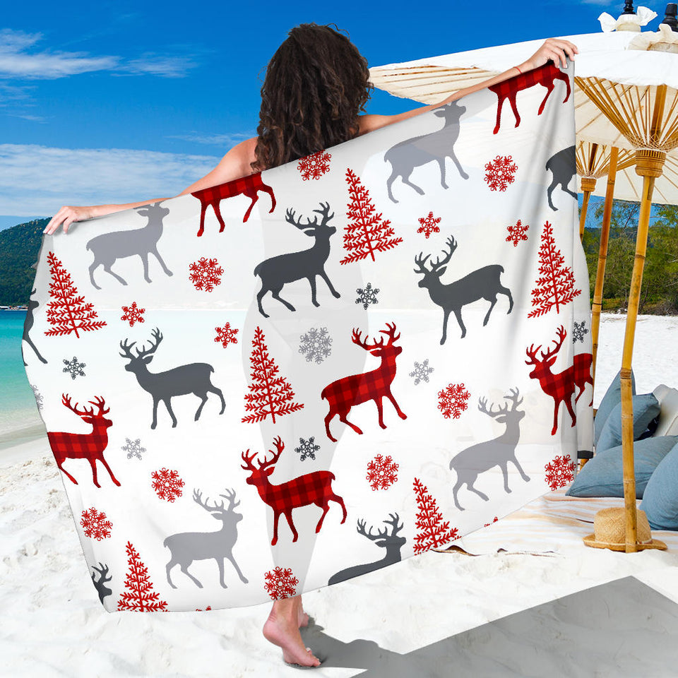 Deer Tree Snowflakes Chrismas Pattern Sarong